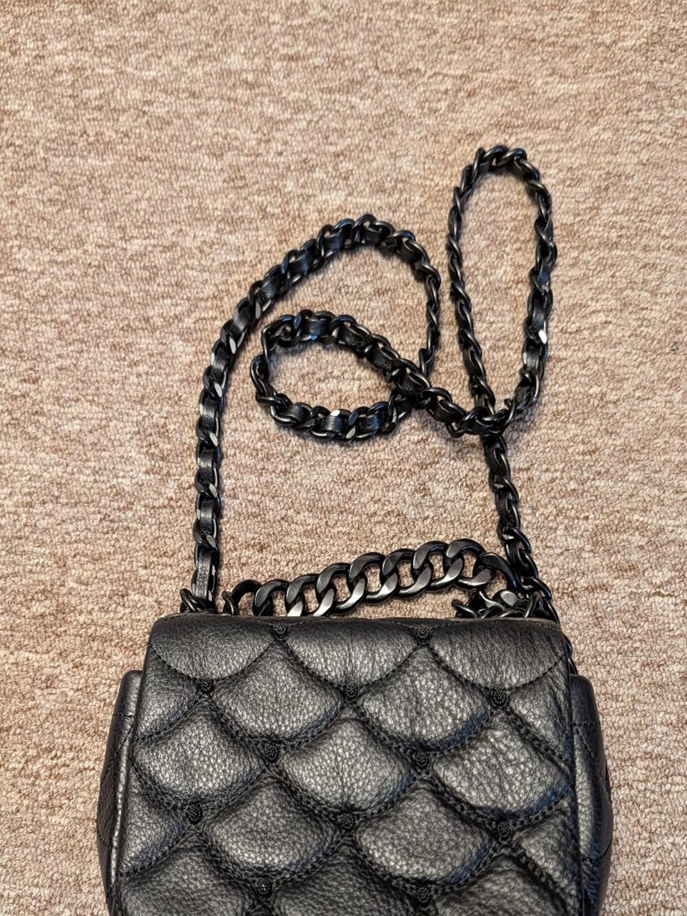Aimee Kestenberg Alexis II Black Quilted Leather Chain Crossbody Bag